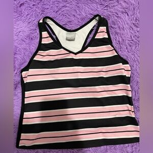 Nike Black and Pink Striped Women's Top